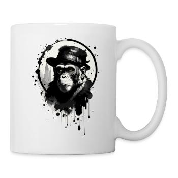 Affe mit Hut - Tasse - Weiß - Rechts