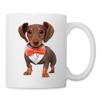 Dachshund mit Anzug Hund Dackelwelpe Hunde - Tasse - Weiß - Rechts