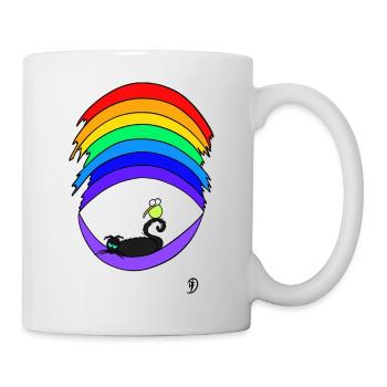 Squiti the black cat on the rainbow - Mug - white - Right