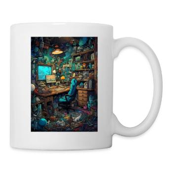 Living space of a computer nerd - Mug - white - Right