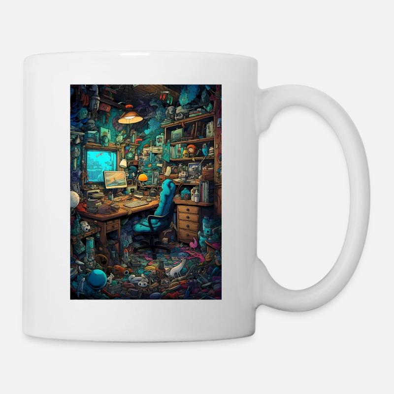 Espace de vie d’un nerd de l’informatique - Mug blanc - blanc