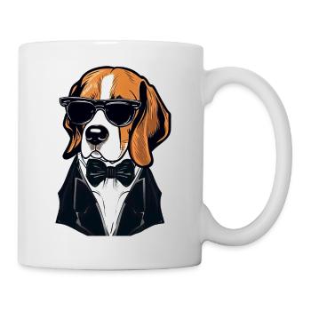 Beagle trägt Sonnenbrille - Tasse - Weiß - Rechts