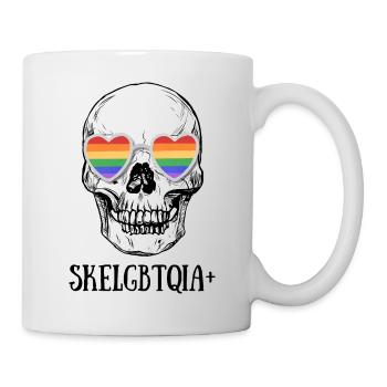 Skull with pride glasses aka Skelgbtqia+ - Mug - white - Right
