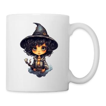 Sorcière enchanteresse brandissant un balai - Mug blanc - blanc - Droite