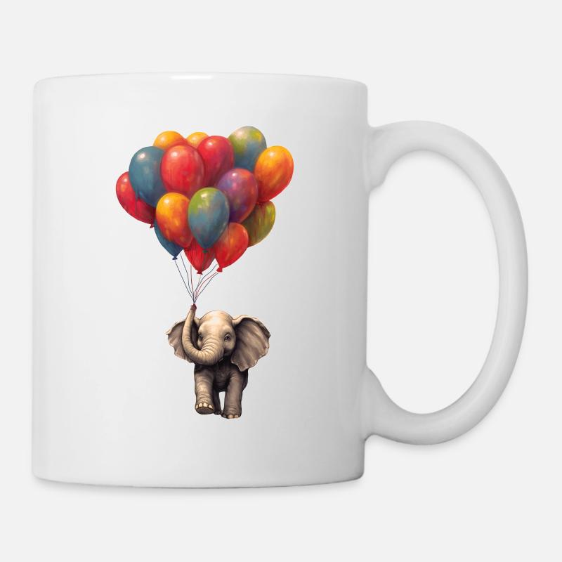 Elefant mit Luftballon - Tasse - Weiß