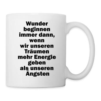Das gute T-Shirt Wunder beginnen - Tasse - Weiß - Rechts