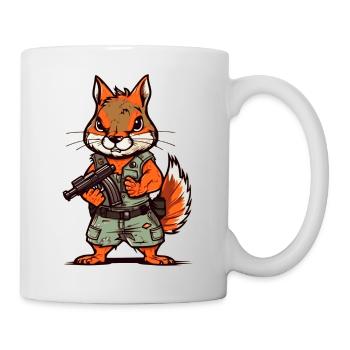 Eichhörnchen bis an die Zähne bewaffnet - Tasse - Weiß - Rechts