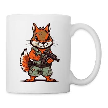 Eichhörnchenmit einem Gewehr im Comic Look - Tasse - Weiß - Rechts