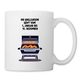 Grill Barbecue Kalender Geschenk Grillsaison - Tasse - Weiß - Rechts