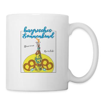 stylisches vintage T-Shirt mit Spruch bayrisch - Tasse - Weiß - Rechts