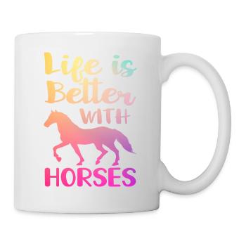 La vie est meilleure avec les chevaux - Mug blanc - blanc - Droite