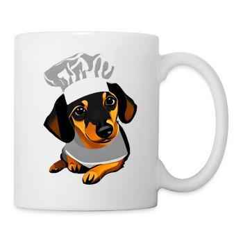 Dogs, dachshund puppy, dachshund, restaurateur, dog, cooking - Mug - white - Right