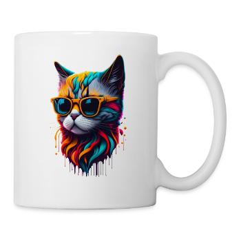 Niedliche Katze - Tasse - Weiß - Rechts