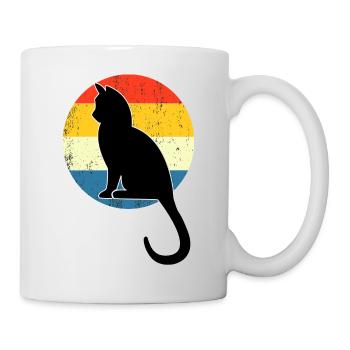 Retro Vintage Cute Cat Sunset Design - Mug - white - Right