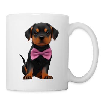 Rottweiler avec chien nœud papillon Rottweiler chiots - Mug blanc - blanc - Droite