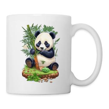 Panda Bär ißt Bambus - Tasse - Weiß - Rechts