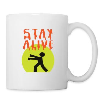 T-shirt de survie amusant avec le slogan « Stay Alive » - Mug blanc - blanc - Droite