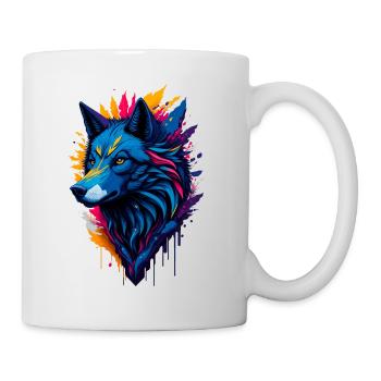 colorful abstract wolf - Mug - white - Right