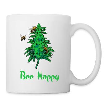 Bee Happy Cannabis - Cadeau amusant pour les amateurs de weed - Mug blanc - blanc - Droite