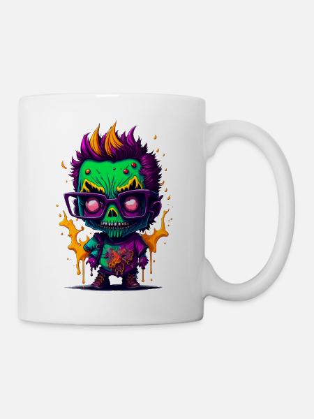 Bunter cooler Zombie - Tasse - Weiß