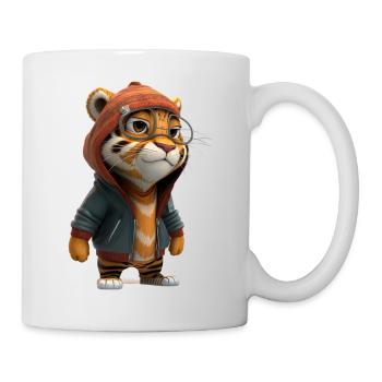 Niedlicher Tiger mir Brille für Kinder - Tasse - Weiß - Rechts