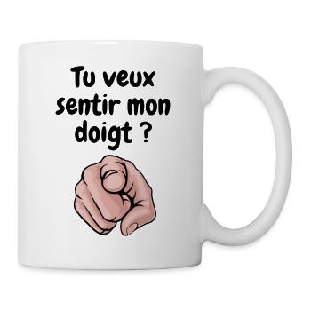 Sentir mon Doigt. Humour Cadeau Anniversaire Fête - Mug blanc - blanc - Droite