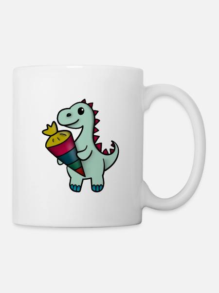 Dino mit Schultüte - Tasse - Weiß