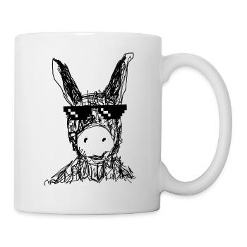 Âne, Dessin, Lunettes de soleil,Rétro, Vintage - Mug blanc - blanc - Droite