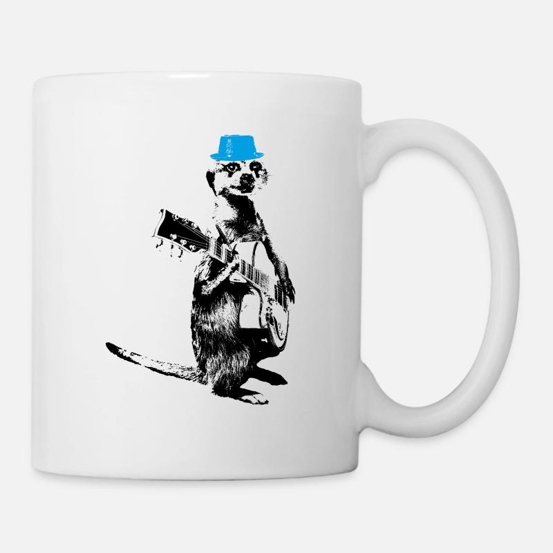 Meerkat Guitarplay Cyan Hat - Mug - white