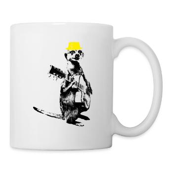 Suricate Guitariste Chapeau Jaune - Mug blanc - blanc - Droite