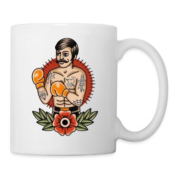 Old school Tattoo Stil Boxer - Tasse - Weiß - Rechts