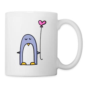 Pinguin mit Herzballon - Tasse - Weiß - Rechts