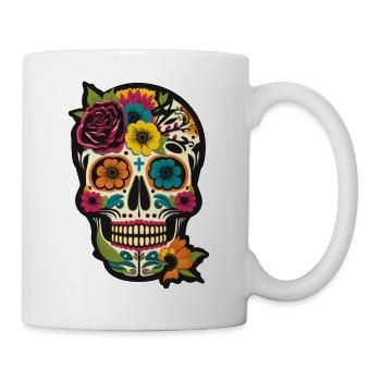 Dia De Los Muertes Flower Design - Tasse - Weiß - Rechts