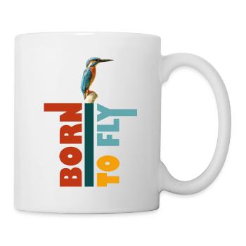 Born to fly, Oiseau Martin-pêcheur - Mug blanc - blanc - Droite