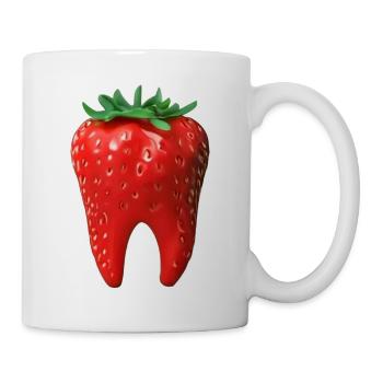 Erdbeere in Form eines Zahns - Tasse - Weiß - Rechts