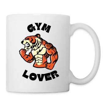 Orange Illustrated Tiger Gym Lover Weight Training - Mug - white - Right