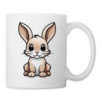 Comic Hase Kaninchen Häschen Cartoon Stil - Tasse - Weiß - Rechts
