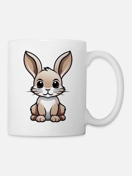Comic Hase Kaninchen Häschen Cartoon Stil - Tasse - Weiß