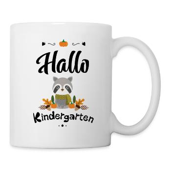 niedliches Waschbär Design mit Herbstmotiven - Tasse - Weiß - Rechts