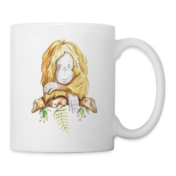 Ruhender Orang-Utan - Tasse - Weiß - Rechts