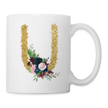 Buchstabe u gold floral - Tasse - Weiß - Rechts
