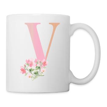 Letter V with flowers - Mug - white - Right