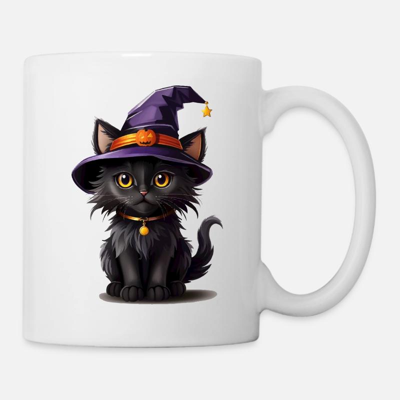 Helloween Kürbis Katze - Tasse - Weiß