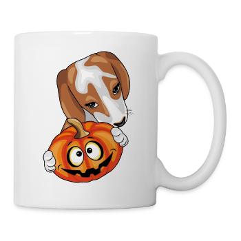 Beagle with pumpkin - Mug - white - Right