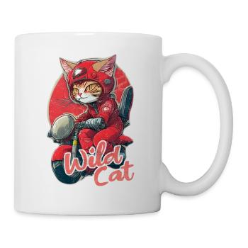chat motard vintage - Mug blanc - blanc - Droite