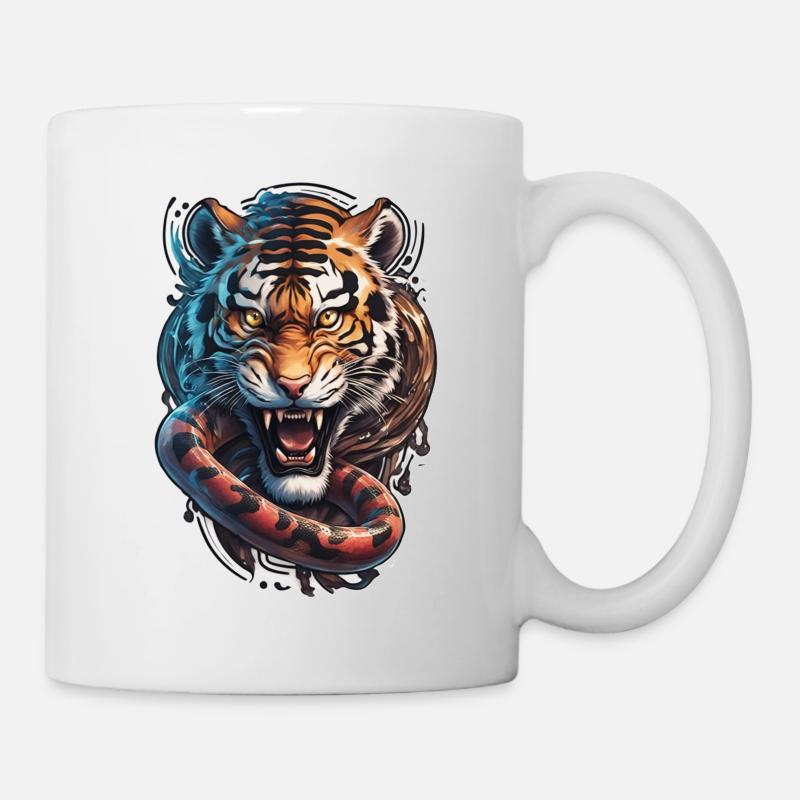 tigre style tattoo japonais - Mug blanc - blanc