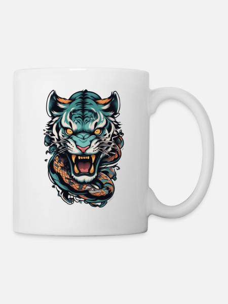 Tiger Japanisches Tattoo - Tasse - Weiß
