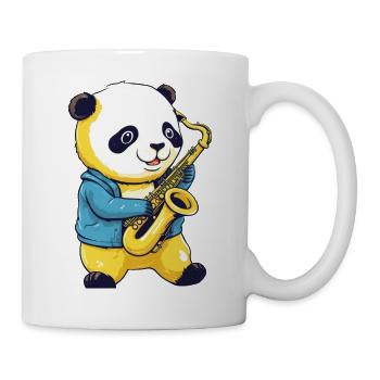 Panda mit Saxophon - Tasse - Weiß - Rechts