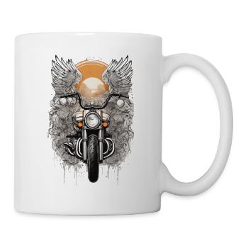 Motorrad im Retro-Stil - Vintage - Tasse - Weiß - Rechts
