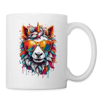 Licorne arc-en-ciel mignonne cool - Mug blanc - blanc - Droite